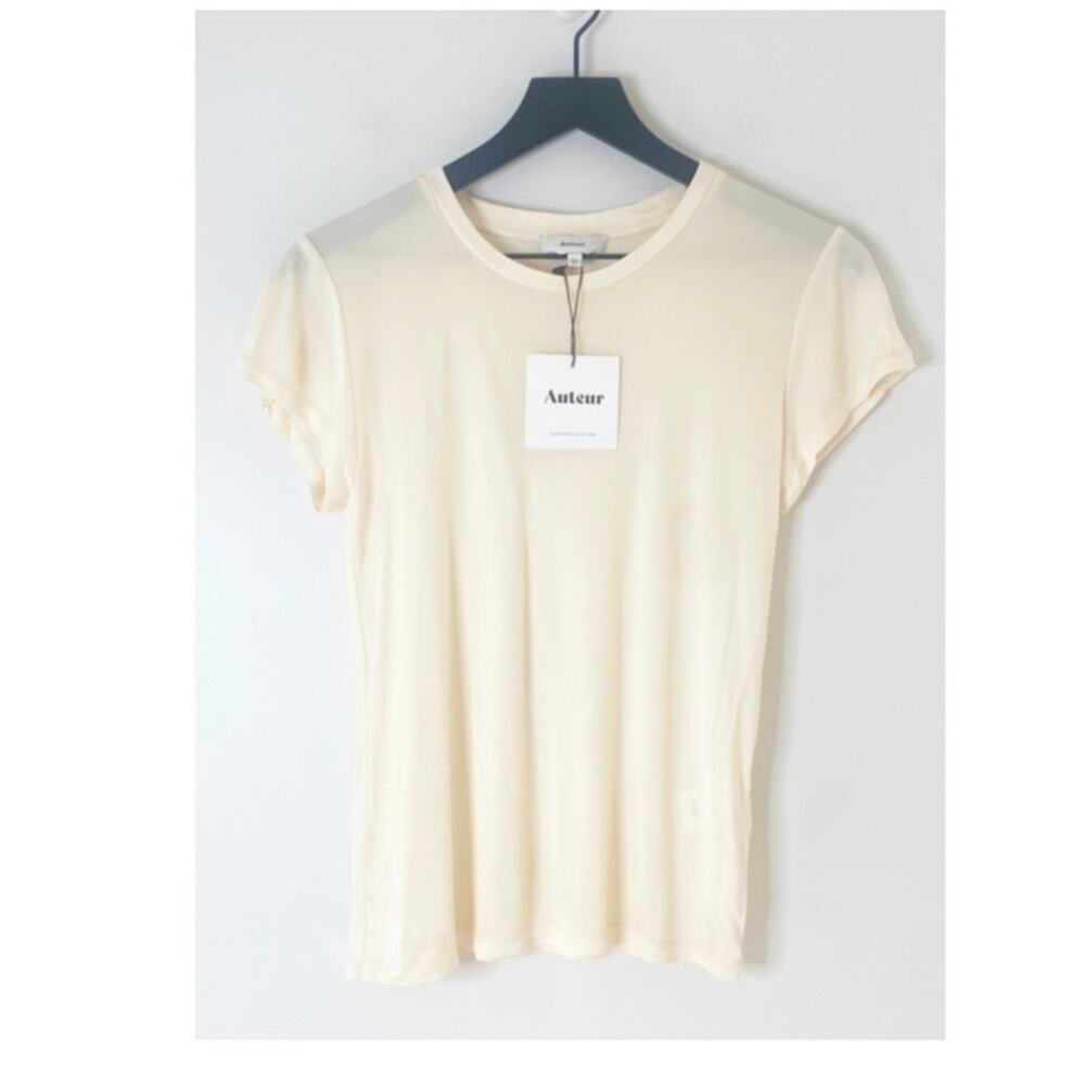 Auteur NWT Draped Crewneck tee cream short sleeve XS